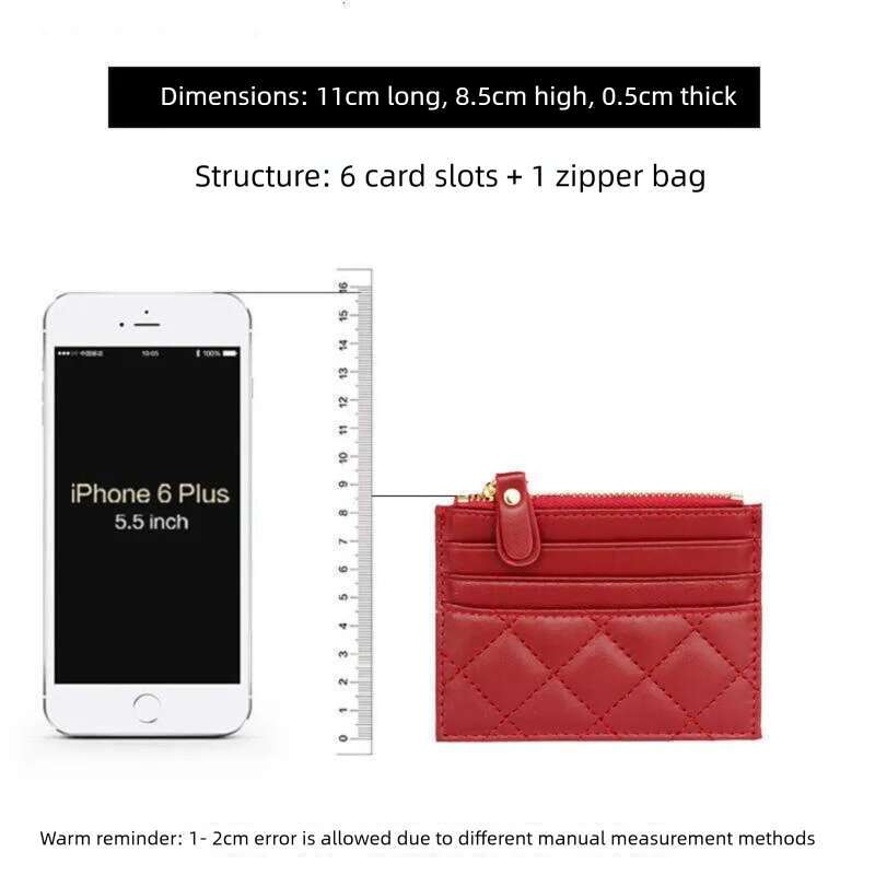 Card Holder Soft Lambskin Short Wallet Small Style Quilted New Ultra-thin Genuine Leather Zipper Mini Coin Purse for Women Men