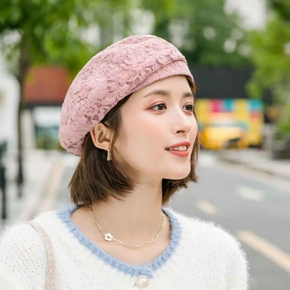 Thin Lace Beret Ladies Summer Street Shoot Fashion Bud Hat Elegant Artistic Spring Autumn Department Painter Hat Decorative Hats 250730