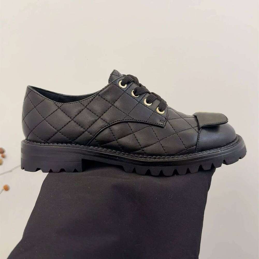Women Size34-41 Genuine Leather Pumps Med Heels Sewing Loafers British Style Leisure Designer Shoes Zapatillas De Mujer 3d6