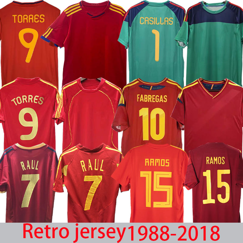 4XL Retro classic soccer Jerseys 1994 1996 98 Football shirt Camiseta TORRES RAUL XAVI Hierro LUIS ENRIQUE CASILLAS ALONSO Guerrero PUYOL PIQUE 2010 Spainss Jerseys