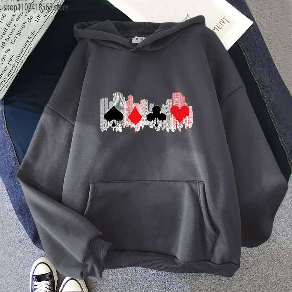 Alice In Borderland Hoodies Buildings and Playing Cards Sweatshirt Haruku Streetwear Women Top Y2k Sudaderas Men Clothing