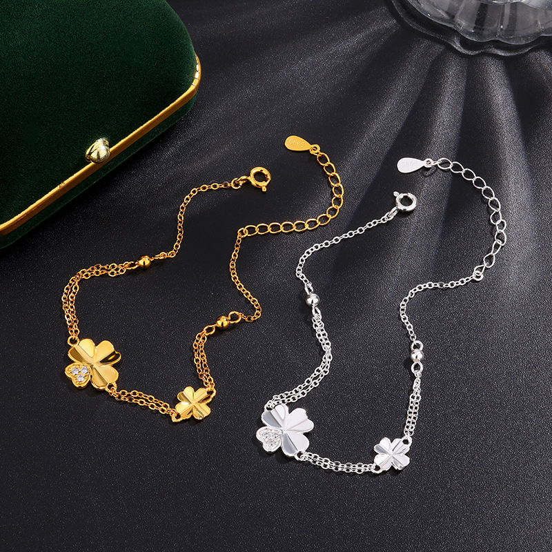 S999 Pure Madam Silver Lucky Four-leaf Clover Bracelet For Designer Bracelet Women, Light Luxury High-end Bracelet 2025 New Model Gift For Girlfriend 