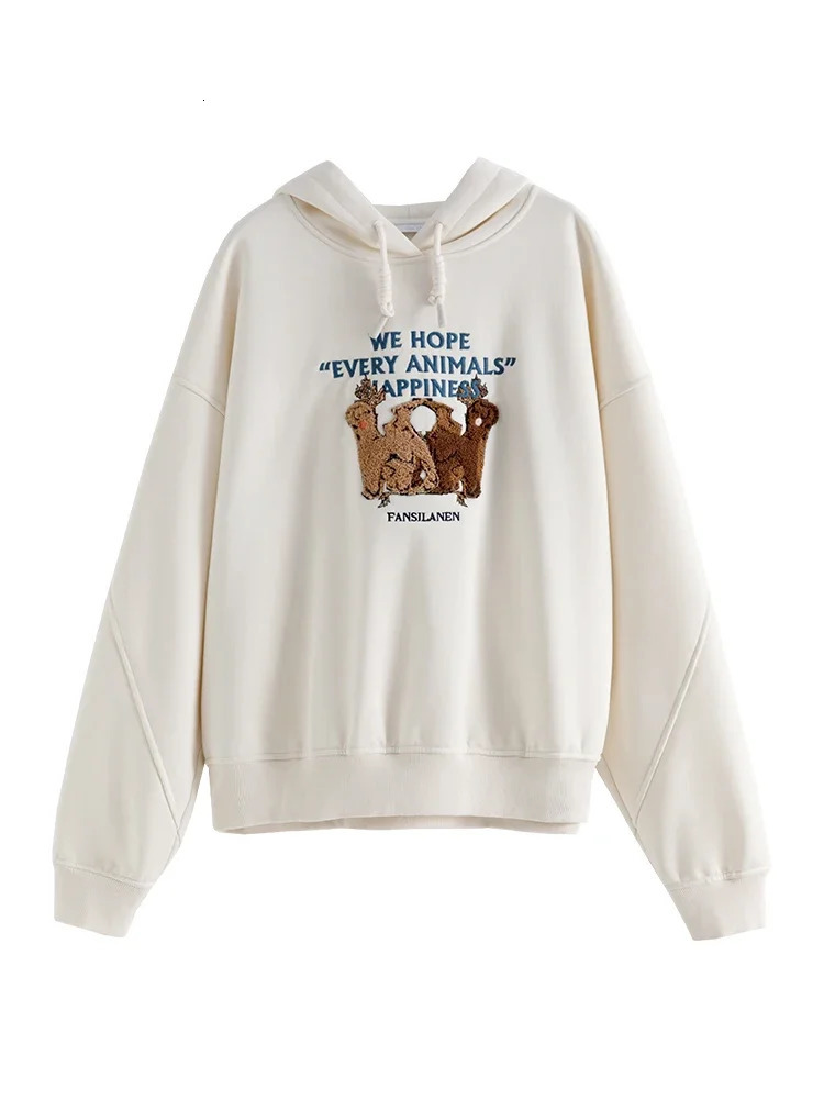 FSLE Allmatch Thickened Hooded Sweatshirt for Women Winter ly Threedimensional Toothbrush ed Pullover Female 250731