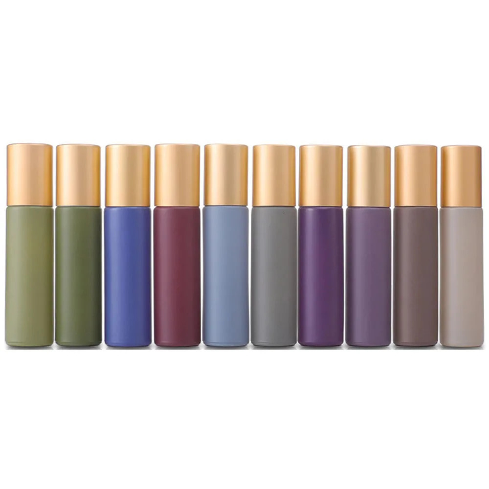 1X 10X 20X 5ML 10ML Morandi Glass Roll On Bottles Perfume Essential Oil Roller Ball Vial Aromatherapy Refillable Travel Portable 250726