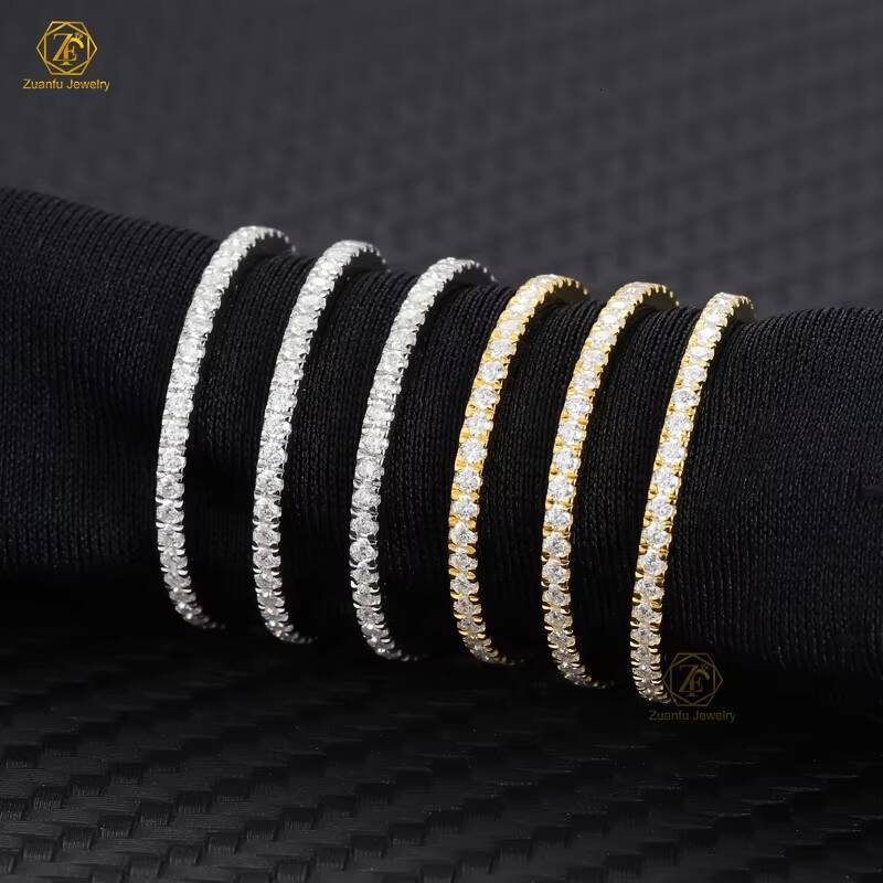 925 Sterling Silver Moissanite Eternity Band Diamond Engagement Wedding Ring Stackable 18K Gold Plated Rings Jewelry Women