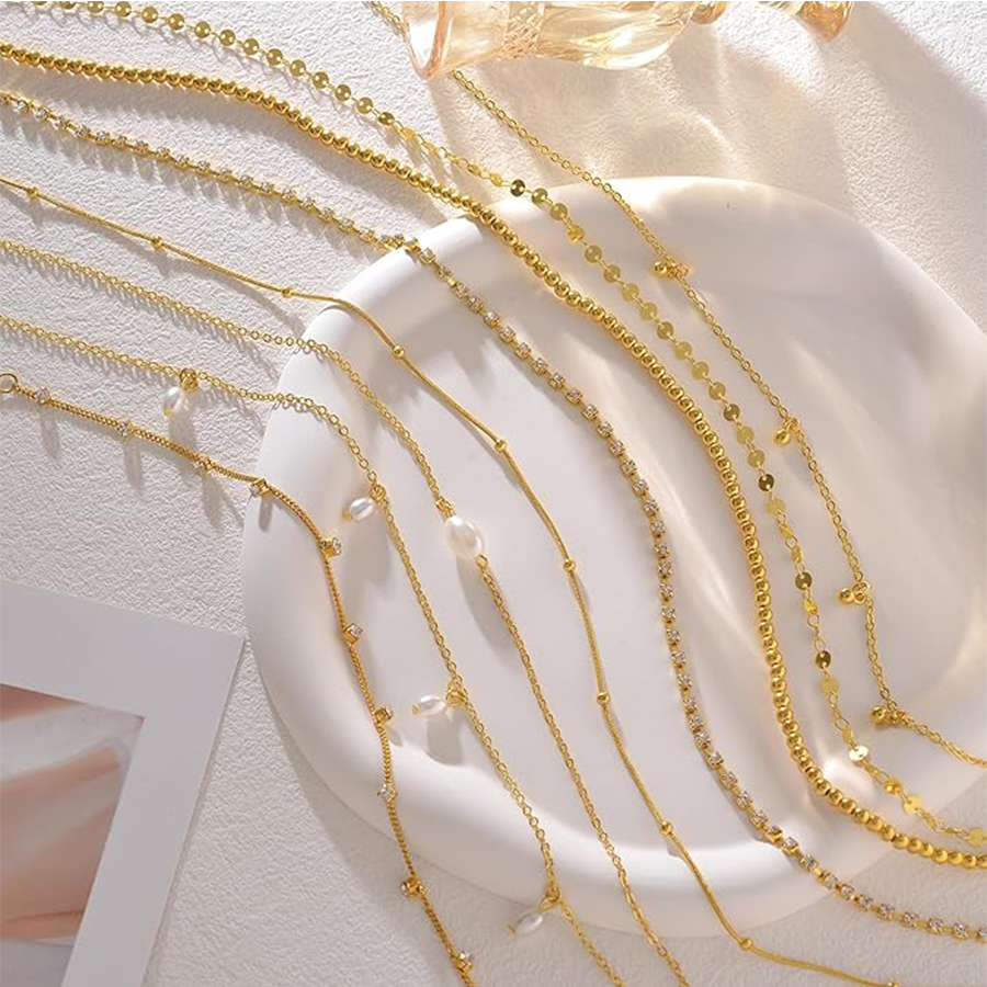 8Pcs Waist Belly Chain 18K Gold Plated CZ Heart Pearl Snake Bead Sequin Paperclip Belly Chain Summer Beach Sexy Body Chains Jewelry Accessories Women 