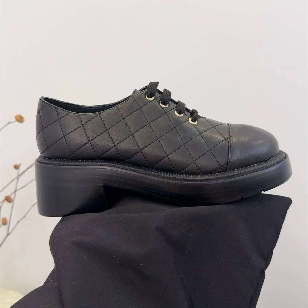 Women Size34-41 Genuine Leather Pumps Med Heels Sewing Loafers British Style Leisure Designer Shoes Zapatillas De Mujer 3d6