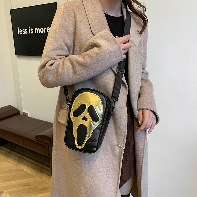 New Skull Personality Quirky Ghost Shoulder Halloween Women's Crossbody Small Square Phone Bag ddmymoon