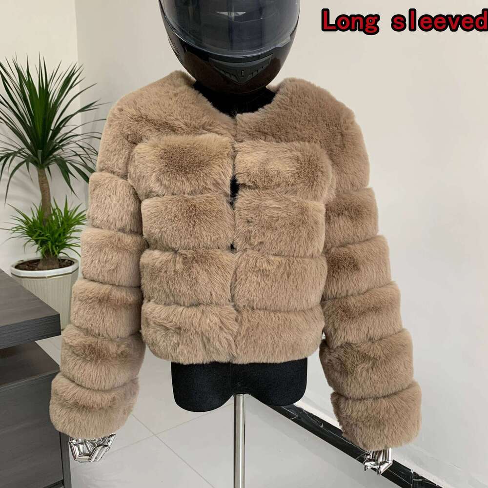 LHXDW Winter women faux fur coat new Fox fur coat short Fake fur jacket furry fluffy jacket luxury