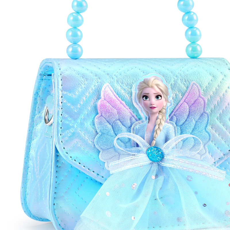 Disney children's handbag crossbody bag Elsa princess birthday gift for girls mesh princess handbag with 3D pattern design Little girl bag Childr