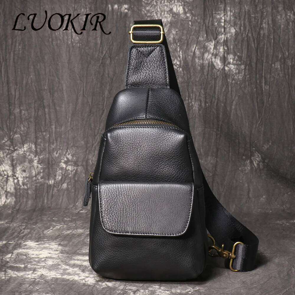 LUOKIR Top Layer Cowhide Chest Outdoor Casual Large Capacity Crossbody Lightweight Portable Multi-Functional Waist Bag 250731