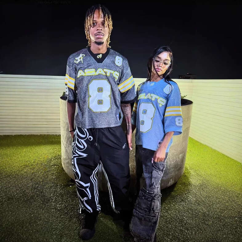 2025 Unisex New Loose V-Neck Sports Fluorescent Jersey T-Shirt