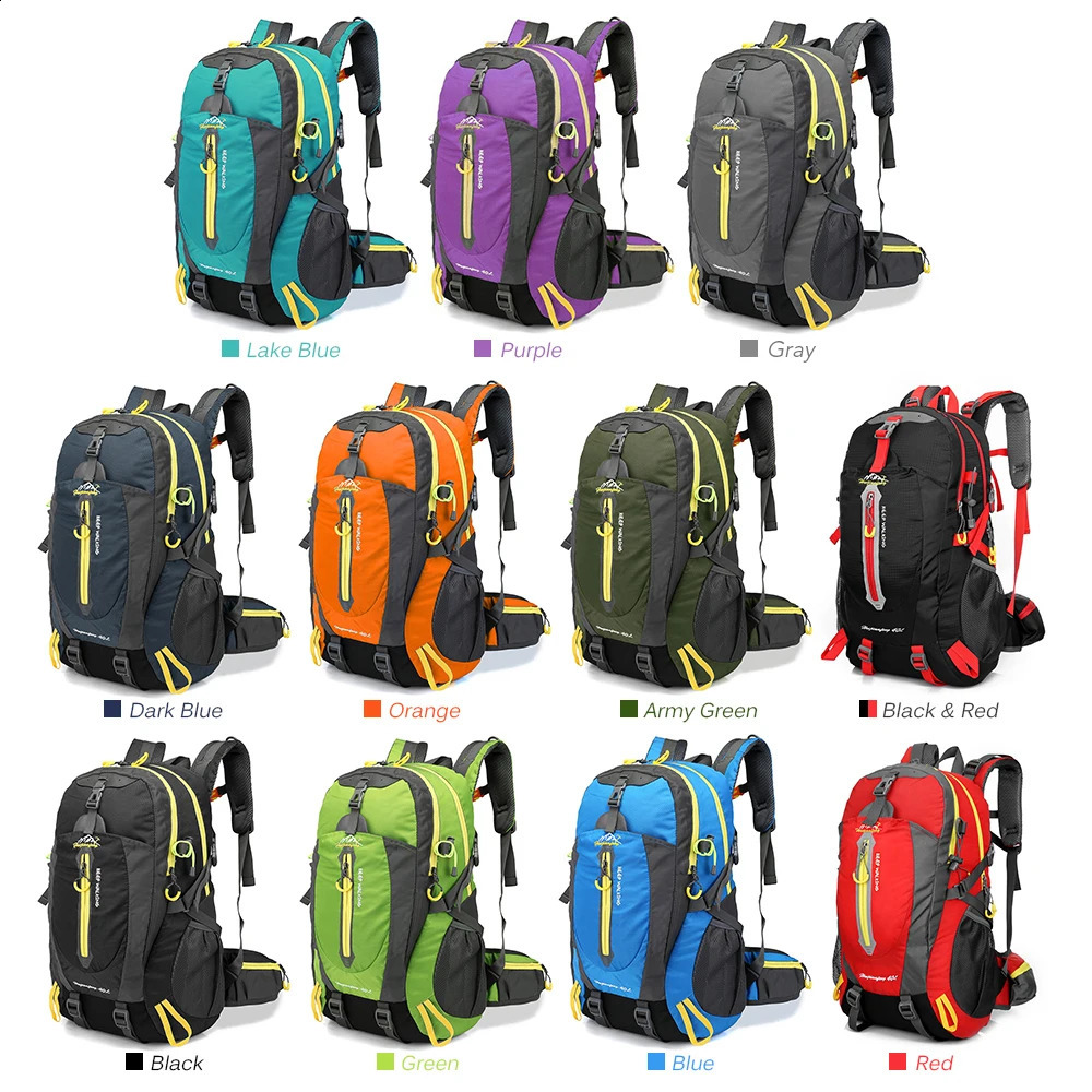 40L Water Resistant Travel Backpack Camping Hiking Laptop Daypack Trekking Climbing Back Bags For Men Women Supplies 250729