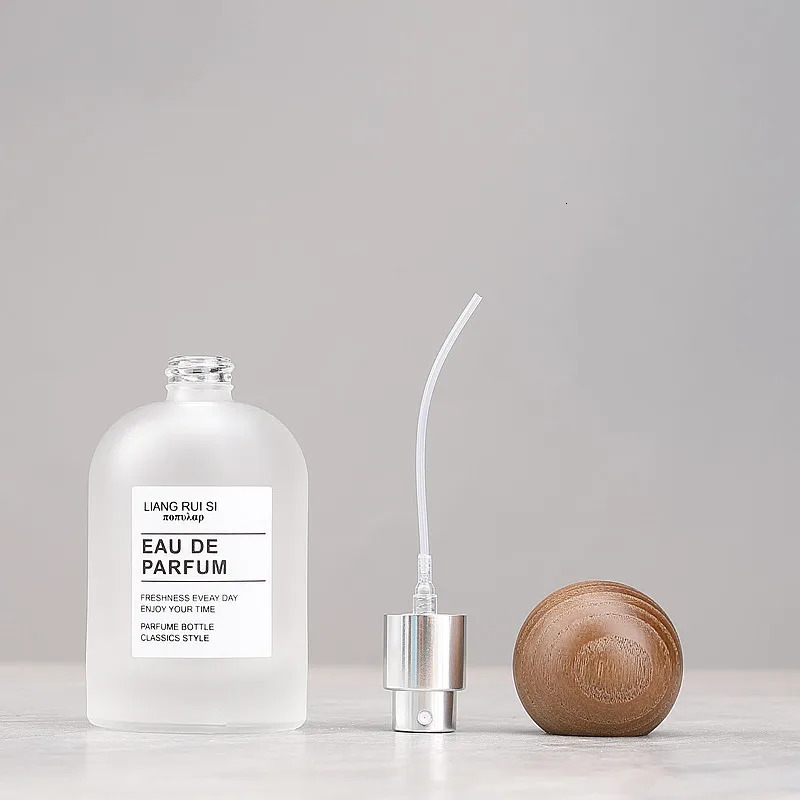 10pcs 30/ 50ml Empty Frosted Glass Perfume Bottle With Screw Wood Lid Fragrance Atomizer Fine Mist Liquid Dispenser Container 250726