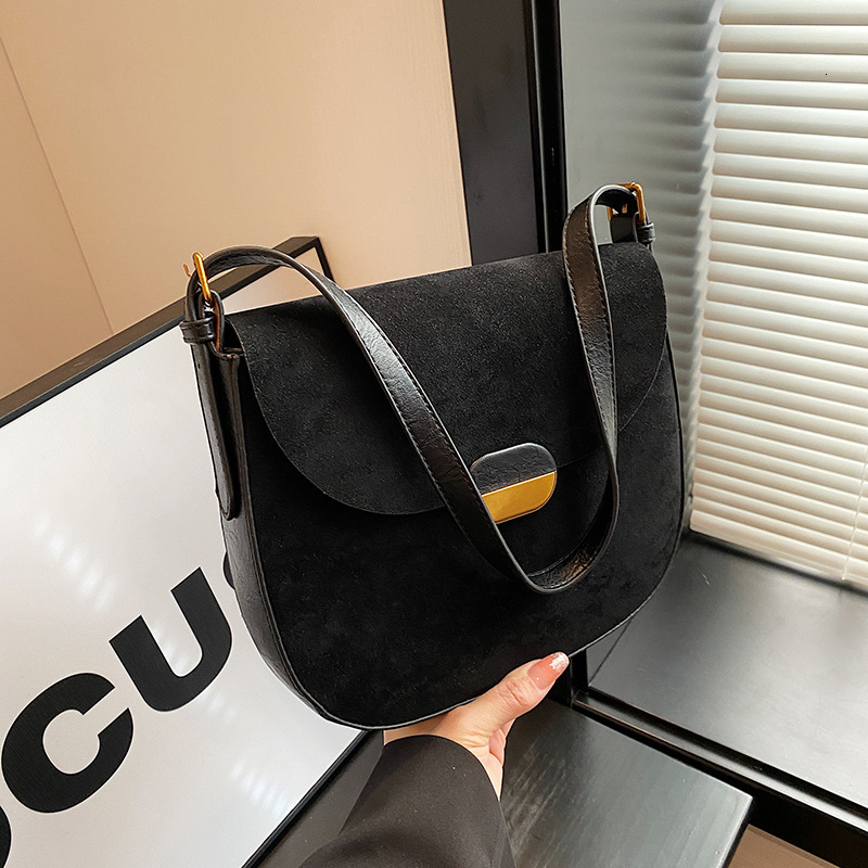 Single Shoulder for Women, Underarm Large Capacity Women's Bag, 2024 New Model, Niche Versatile Suede Leather Crossbody Saddle Bag ddmymoon