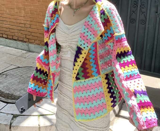 Designer Clothing 2025 SALIENCY Colorful Crochet Knit Hollow Cardigan Sweater Jacket Women Spring Top Loose Short Knitwear