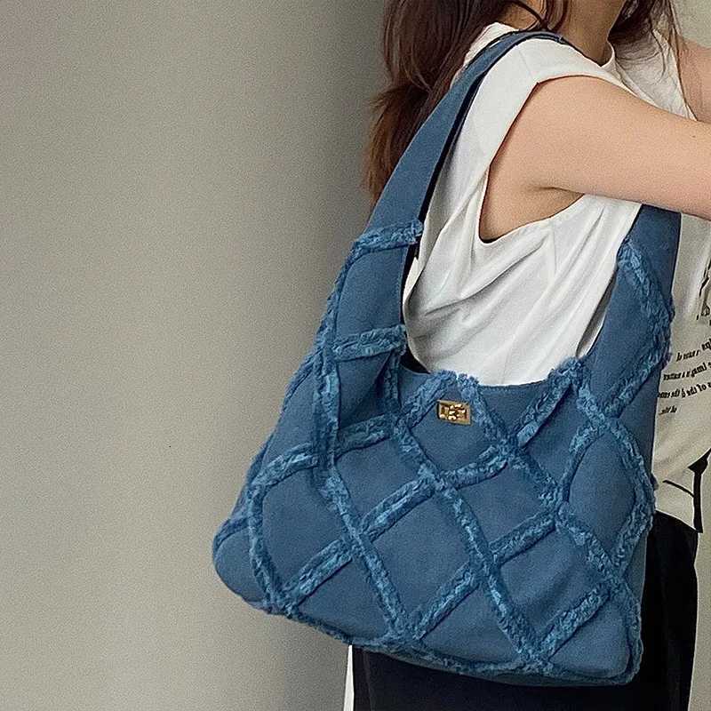 Tassel Denim Bag 2023 Canvas Bag Women Bag Large Capacity Casual Shoulder Handbag Shopping Tote Storage Bag Suede Dropship Y250730