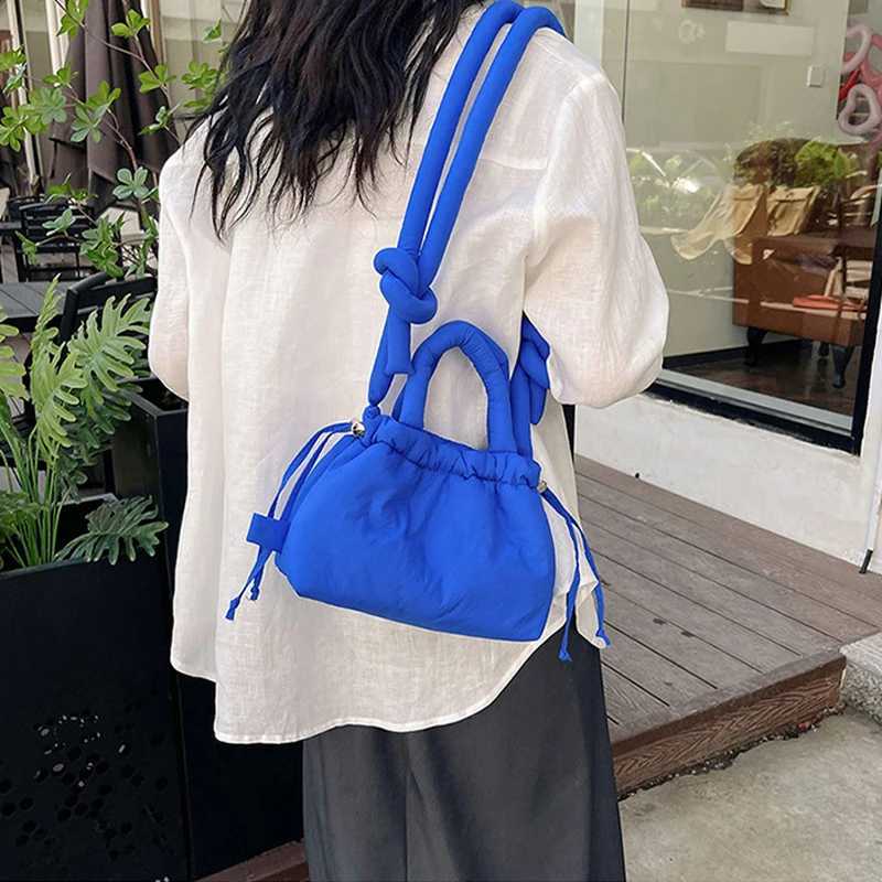 Fashion Small Puffer Tote Bag Padded Women Shoulder Bags Nylon Down Cotton Crossbody Bag Mini Lady Handbags Underarm Bag Y250730