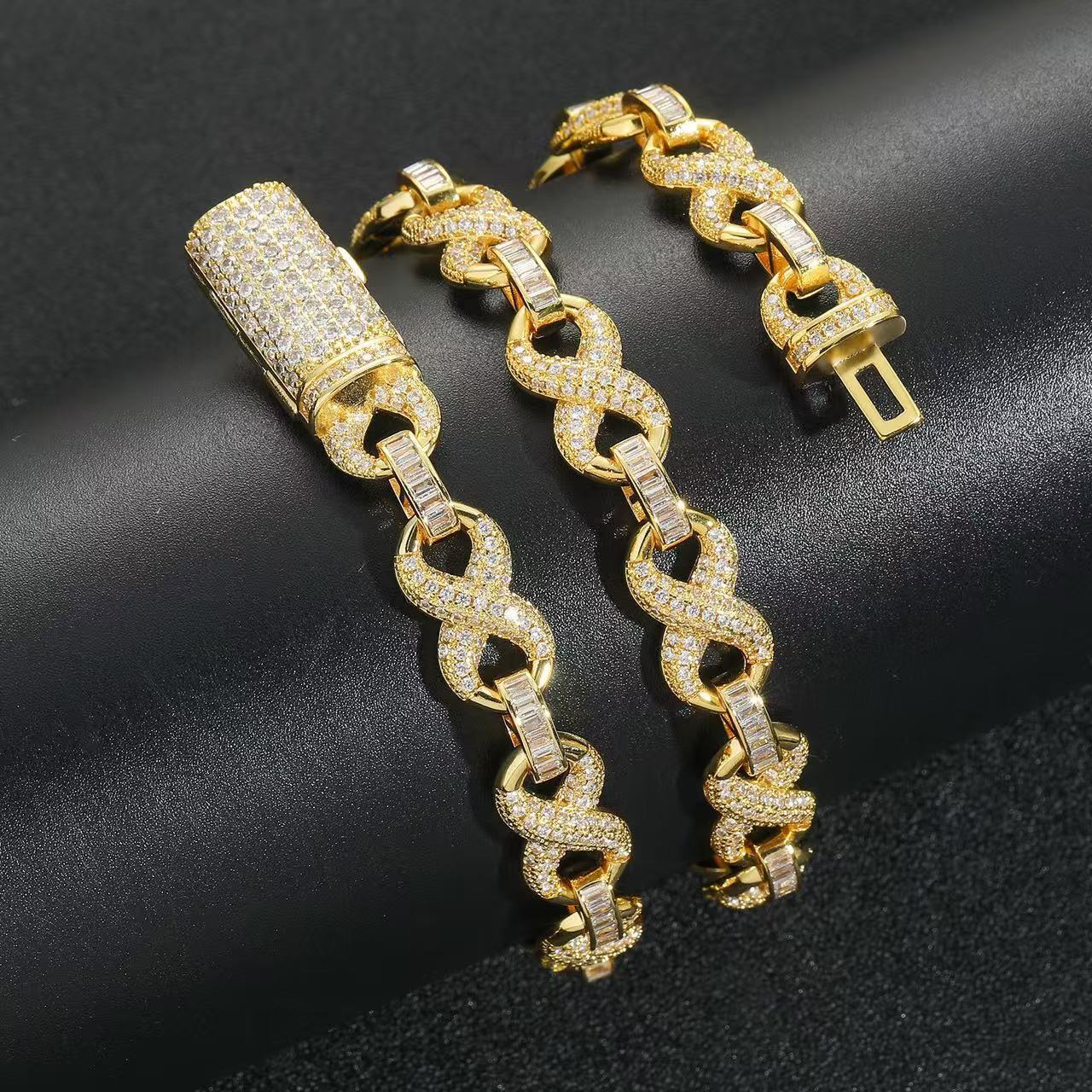 Hip Hop Jewelry 925 Silver Iced Out Infinity Necklace Pass Diamond Tester 16MM VVS Moissanite Diamond Cuban Link Chain
