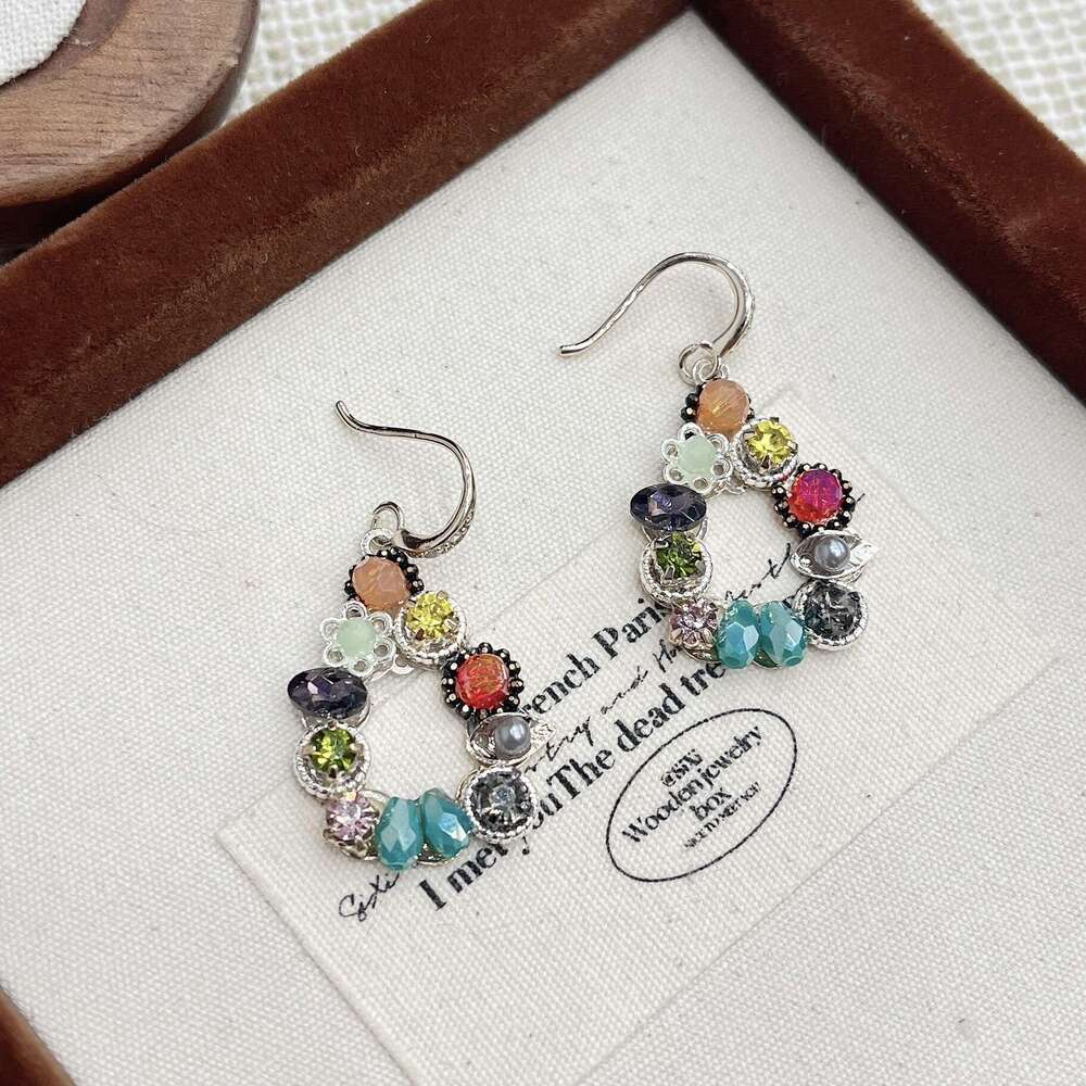 Korean Version Heavy Craft Light Colorful Zircon Beaded Earrings 2025 New Style Elegant High-end Fashion Trend 7d8