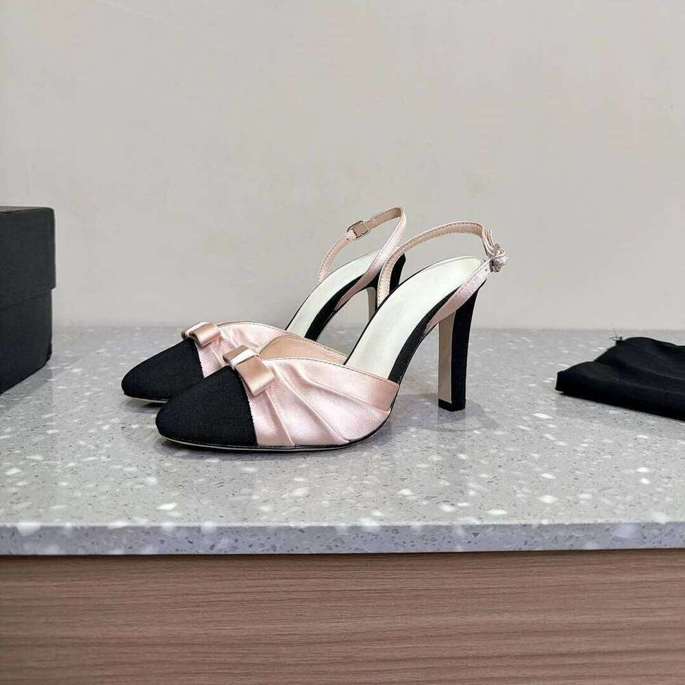 Women Size35-41 Genuine Leather Pumps Slingabacks Super High Heels Butterfly Knot Sandals Party Shoes Zapatillas De Mujer d83