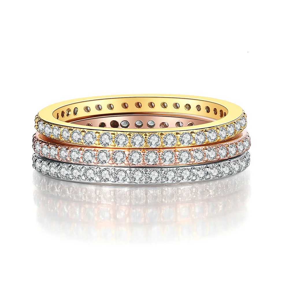 1.5mm Thin Stackable Ring CZ Eternity Wedding Band for Women Girl y250730