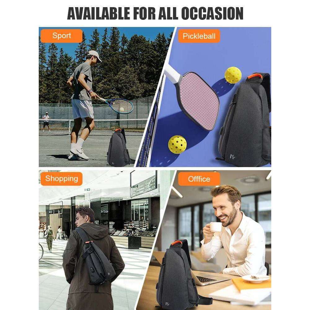 2024 Fashion Men Crossbody With USB Charging Large-Capacity Ipad Waterproof Chest Sport Motorcycle Shoulder Bag