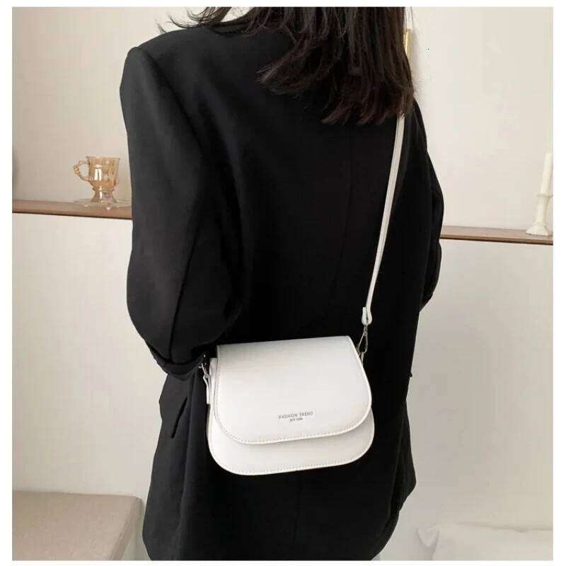 Trendy Saddle Shoulder Women PU Leather Crossbody Simple Solid Color Flap Messenger Bag Fashion Handbags Pouch bag