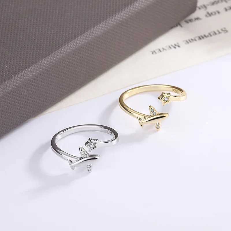 Zircon Airplane Adjustable Open Finger Rings for Women Korean Charm Fashion Jewelry Wedding Gift y250730