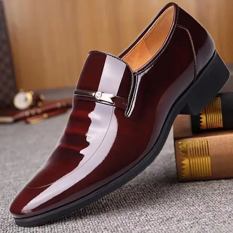 Business Oxford Leather Shoes Men Breathable Patent Leather Formal Shoes Plus Size Man Office Wedding Flats Male Black 250730