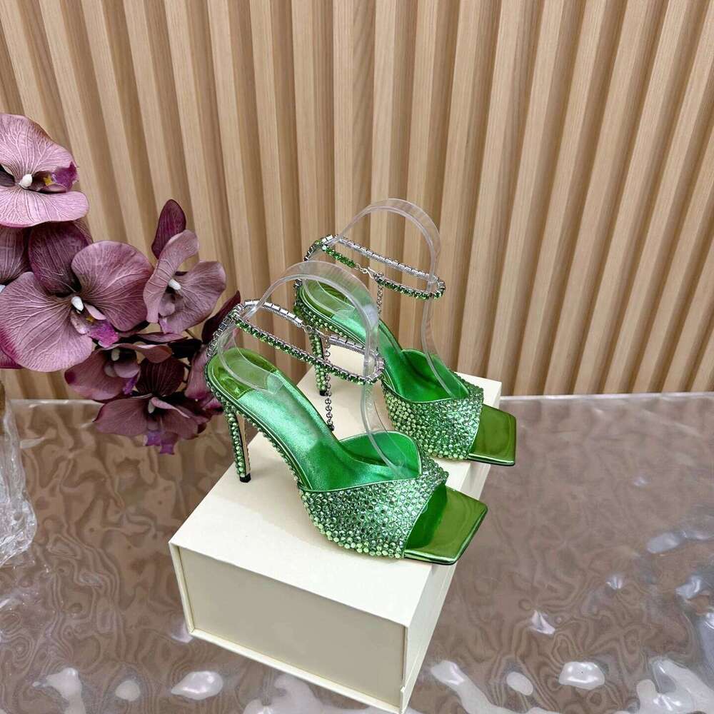 Women Size34-42 Genuine Leather Crystals Sandals Super High Heels Pumps Wedding Summer Designer Shoes Zapatillas De Mujer 59f