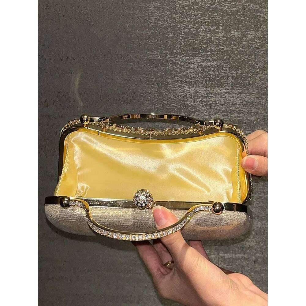 Dia Evening Clutch Bag Golden Tassel Handbag Boutique Novelty Metallic Rhinestone Purses And Handbags Bridal Wedding Party