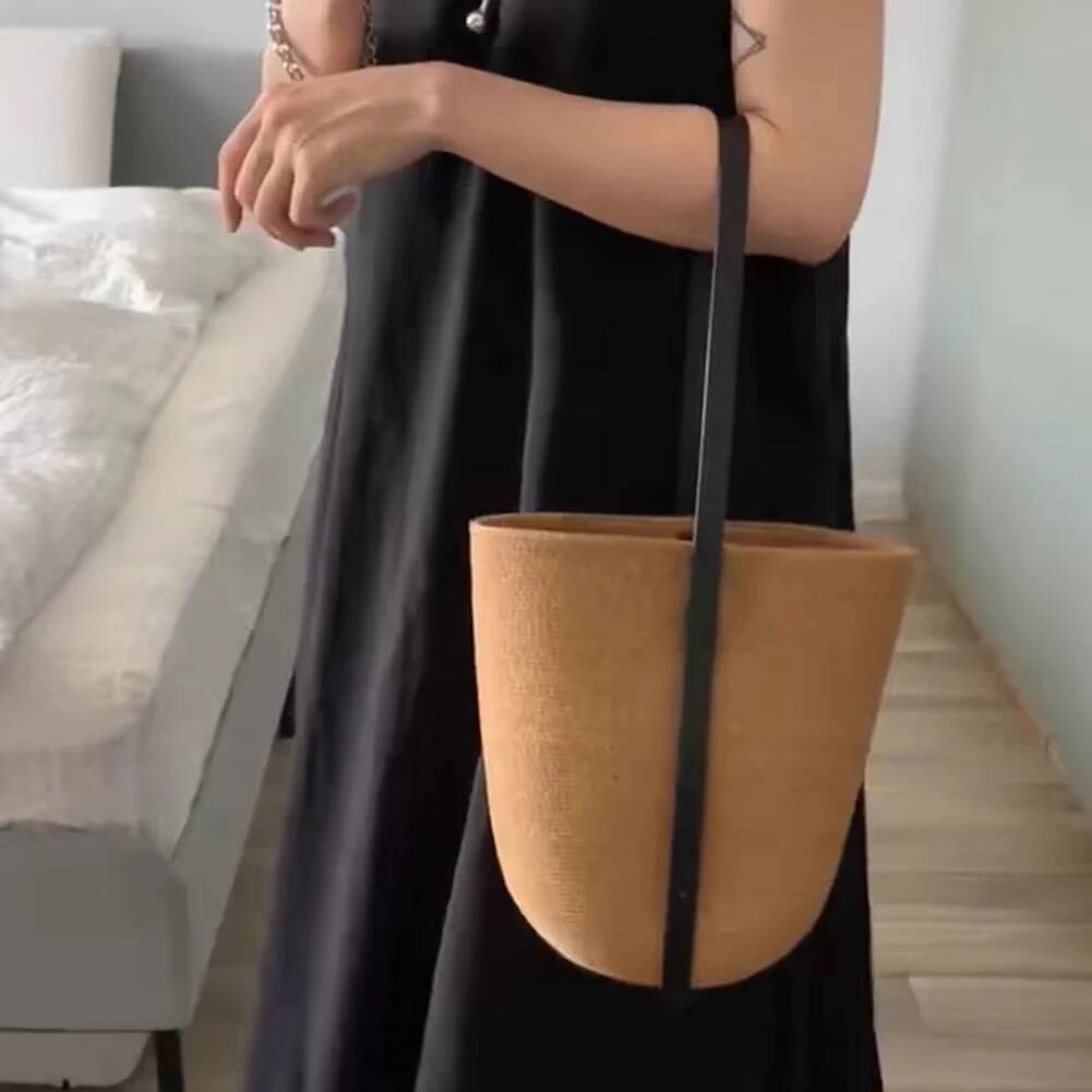 Woven Straw Women with Adjustable Strap Summer Beach Solid Shoulder Bag Cute Handbag for Travel Shopping high-quality