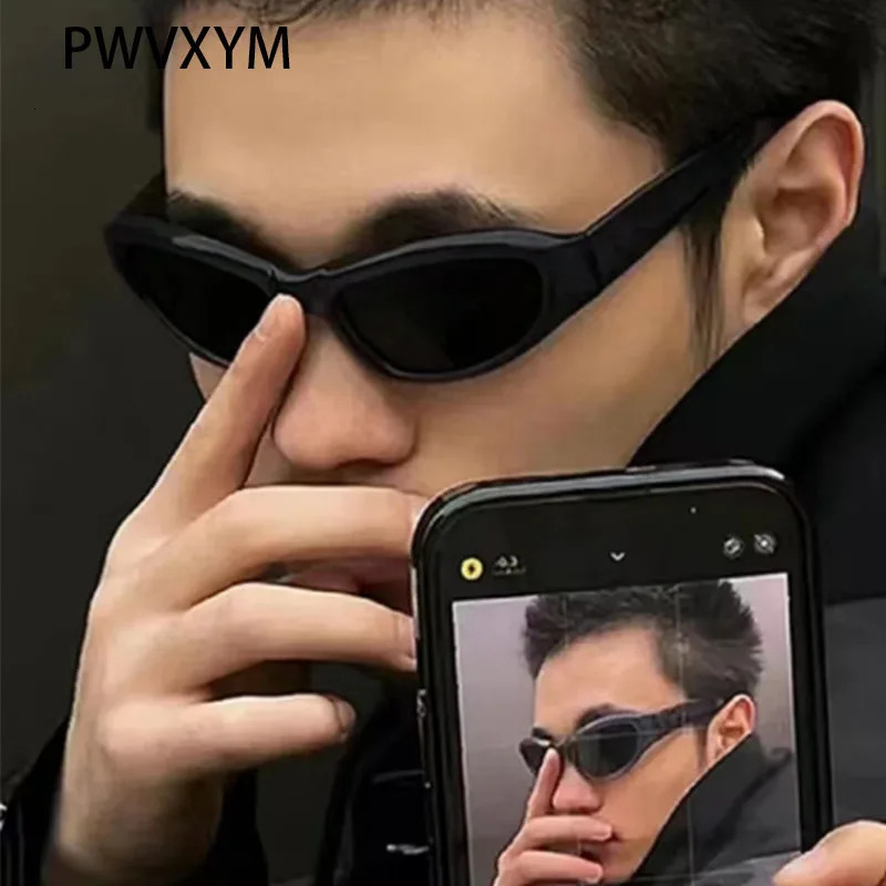 Y2K Sports Punk Sunglasse Oval Goggle Men Sun Glasses UV400 Colorful Mirror Fashion Eyewear 250729