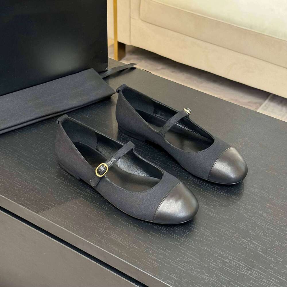 New Women Genuine Leather Ballet Flats Mary Janes Denim Round Toe Buckle Strap Roman Designer Shoes Zapatillas De Mujer 3ae