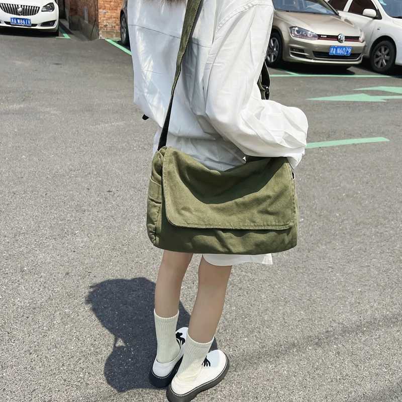 Womens Messenger Bag Vintage Handbag Canvas Teenager Shoulder Tote Bags Casual Handbag Crossbody Bag Y250730