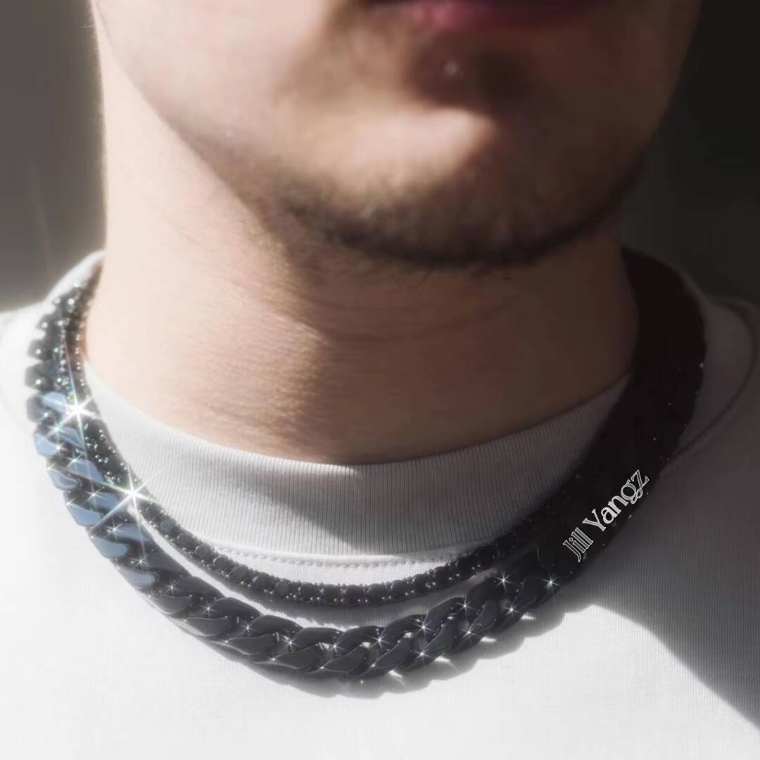 Manufacturer Wholesale Black Tennis Chain 4mm 6mm Quality Cubic Zirconia Surgical Steel Waterproof Hip Hop Necklace Bracelets