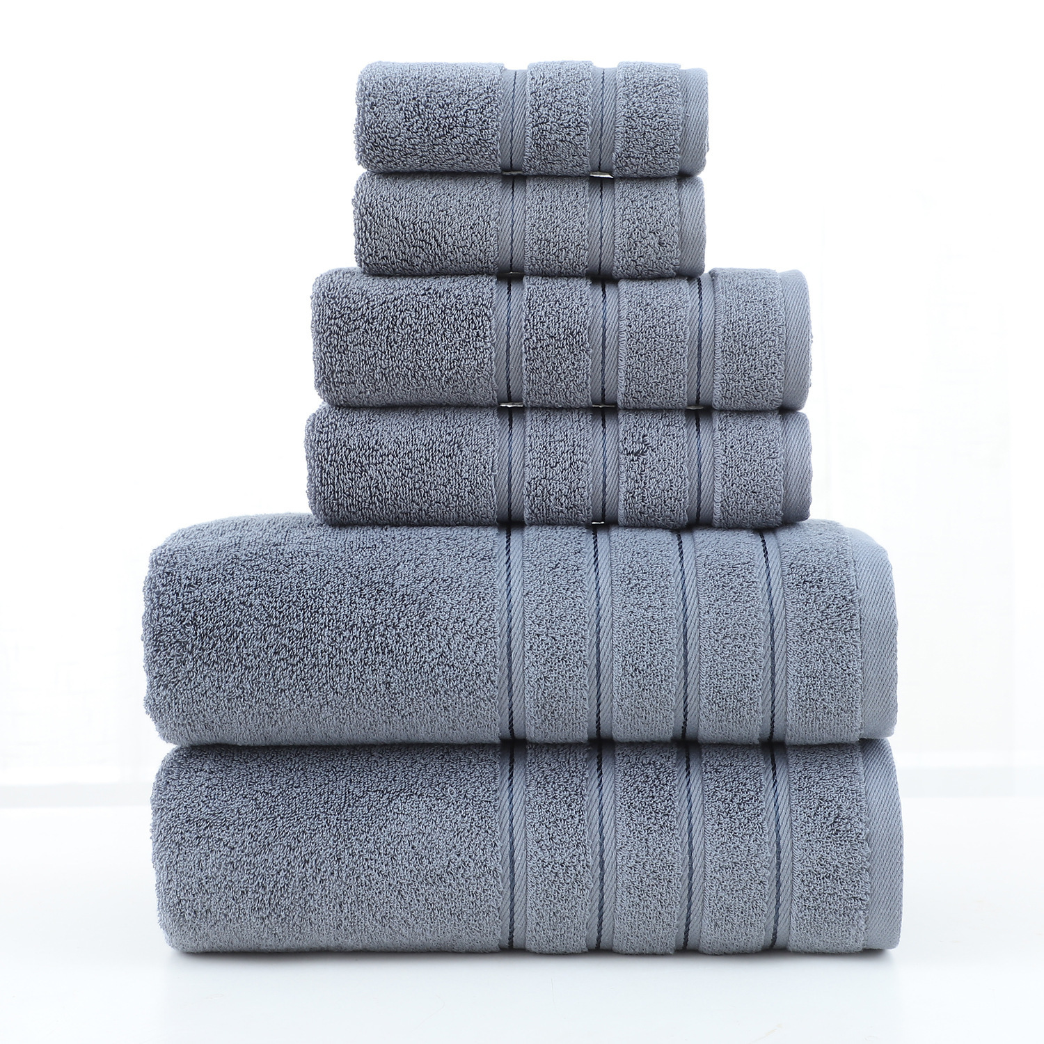 Solid 1/3/6-Piece Bath Towel Set Cotton Textured Bathroom Towel Sets Hand and Washecloth Set 240823