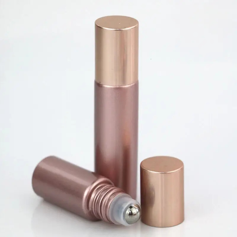 1x 10X 20X 5ml 10ml Pink Color Thick Glass Roll On Essential Oil Empty Perfume Bottle Roller Ball bottle For Travel Rose Gold 250726
