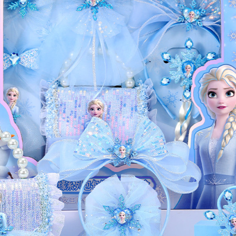 Disney children's handbag little girl birthday gift box princess mini bag hairband hairpin hair ribbon cartoon handbag girls pearl handbag prince