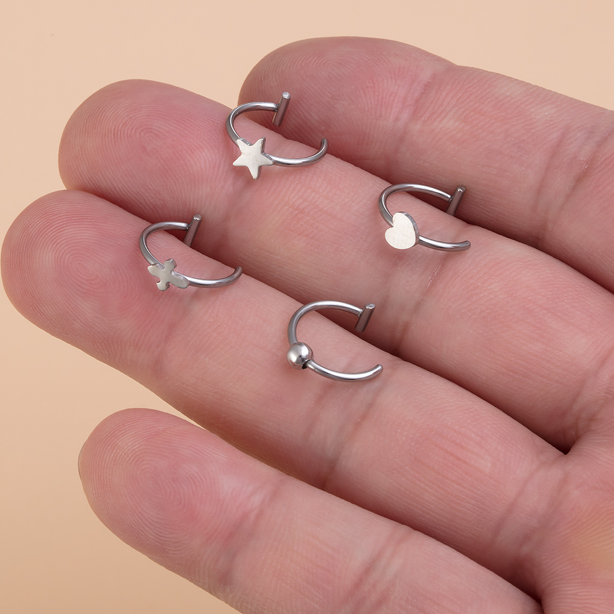 Love stainless steel cross lip ring, non perforated pentagram lip nail, human puncture jewelry, ear bone ring wholesale