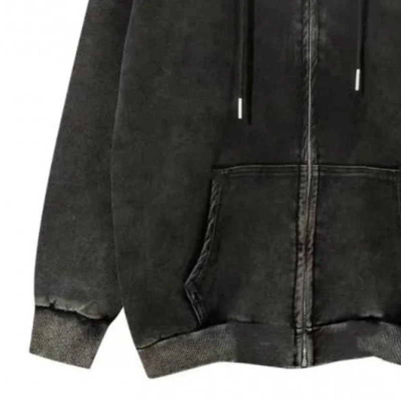 Acid Wash Women Fashion Casual Hoodies Autumn Winter Y2k Coat Washed Vintage Streetwear Versatile Loose Pockets Outerwear 250731