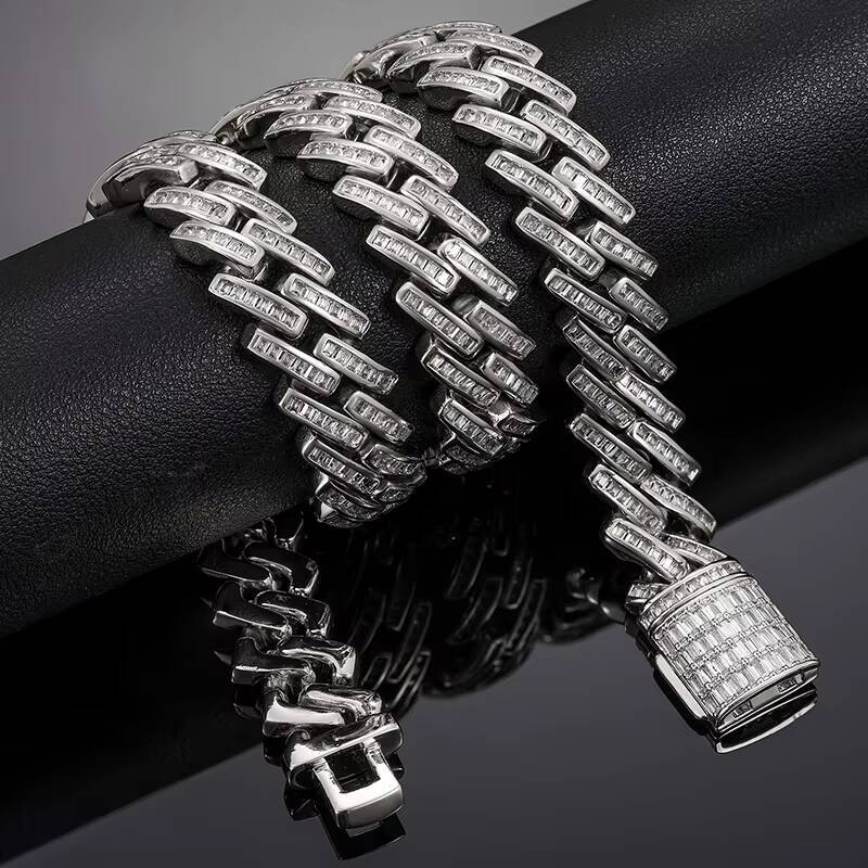 Wholesales Price Men Jewelry 14.6mm Gold Plated Moissanite 925 Sterling Silver Hip Hop Cuban Link Chain Necklace