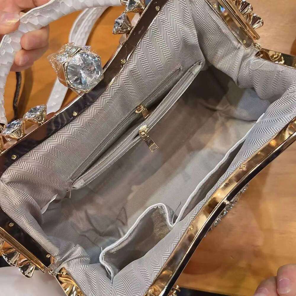 New Rhinestones Top-handle Bags For PU Leather Handbags Women Frame Designer Ladies Crossbody Bag Sac A Main