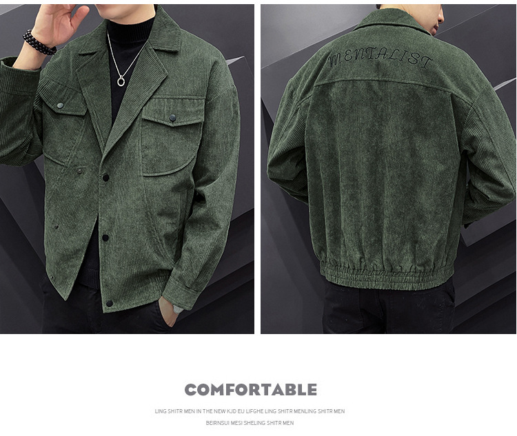 Autumn men's long-sleeved jacket jacket Korean casual slim tooling was thin fashion trend corduroy jacket