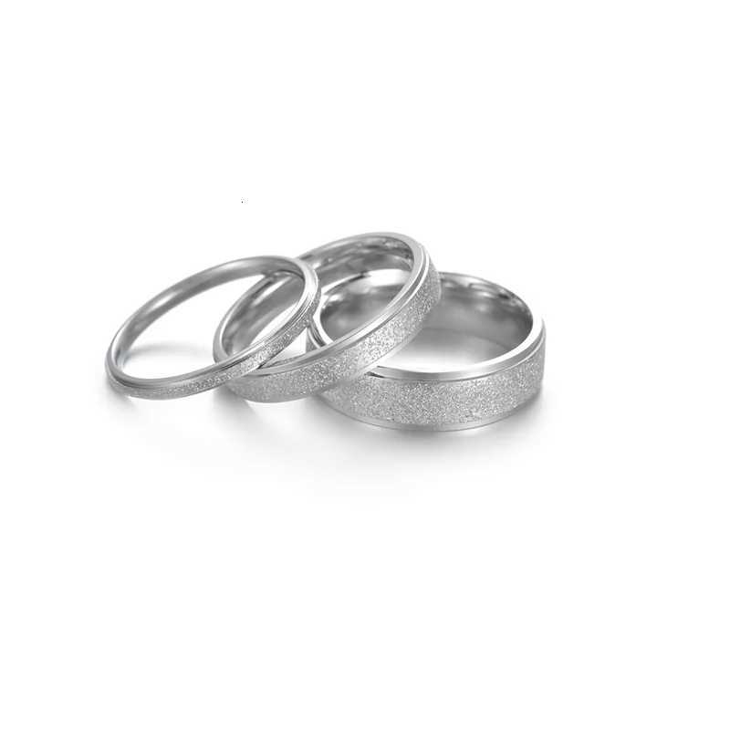2/4/6MM Width Stainless Steel Frosted Thin Engagement Rings For Women Men Vintage Fashion Silver Color Wedding Bands Jewelry y250730