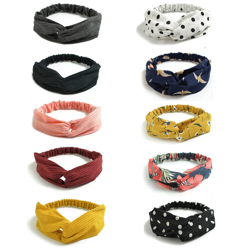 DRESHOW 10 Pack Boho Headbands for Women Girls Criss Cross Elastic Band Twisted Head Wrap Floral Hair Accessories