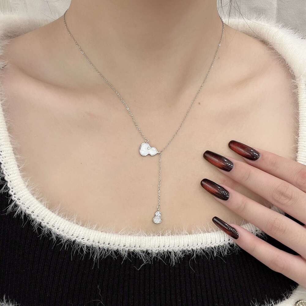 Tassel Gourd Necklace Women, Light Niche Design, High-End Clavicle Chain, Pure Sier Versatile, Gift for Best Friend's Birthday cb6