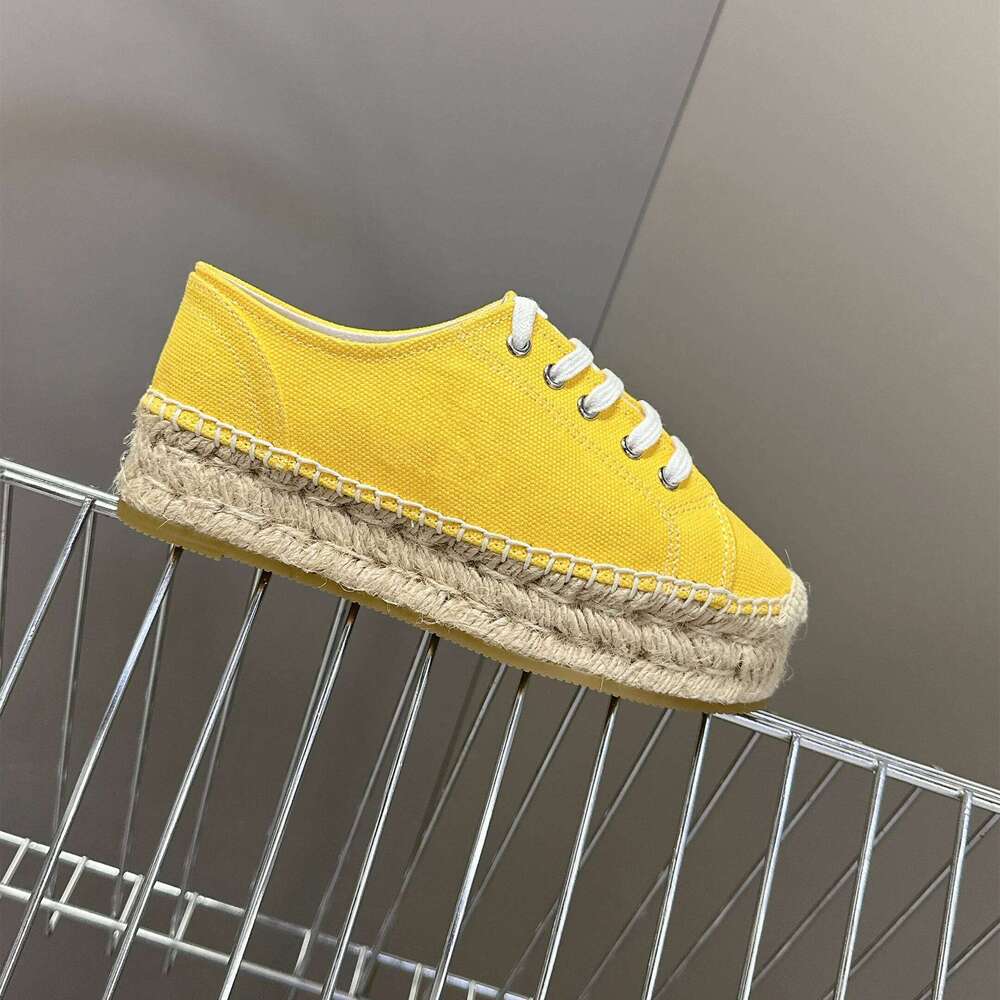 Women Canvas Sneakers Flat Platform Sports Weaving Espadrilles Round Toe Lace Up Flats Designer Shoes Zapatillas De Mujer 853