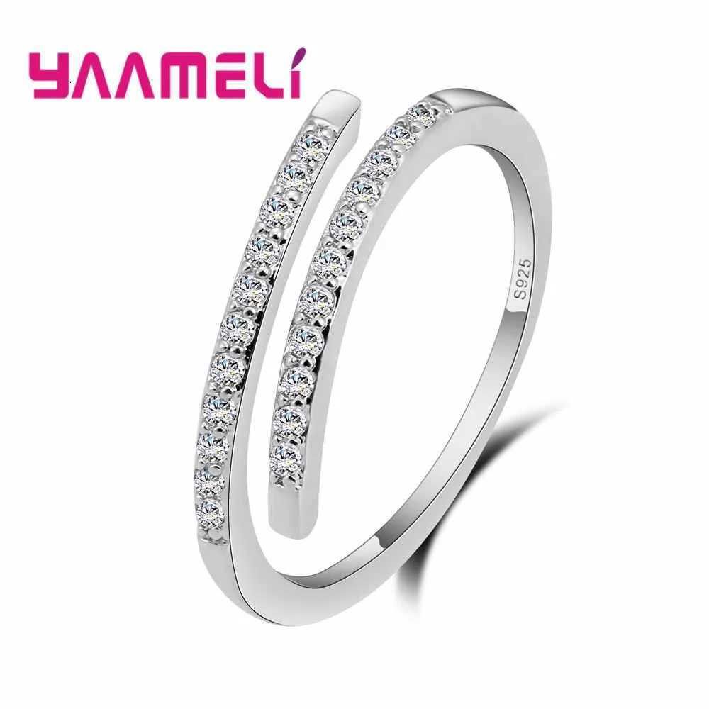 925 Sterling Silver Jewelry Fashion Simple Open Design Ring Personality Female Adjustable Rings Wedding Rings for Ladies y250730